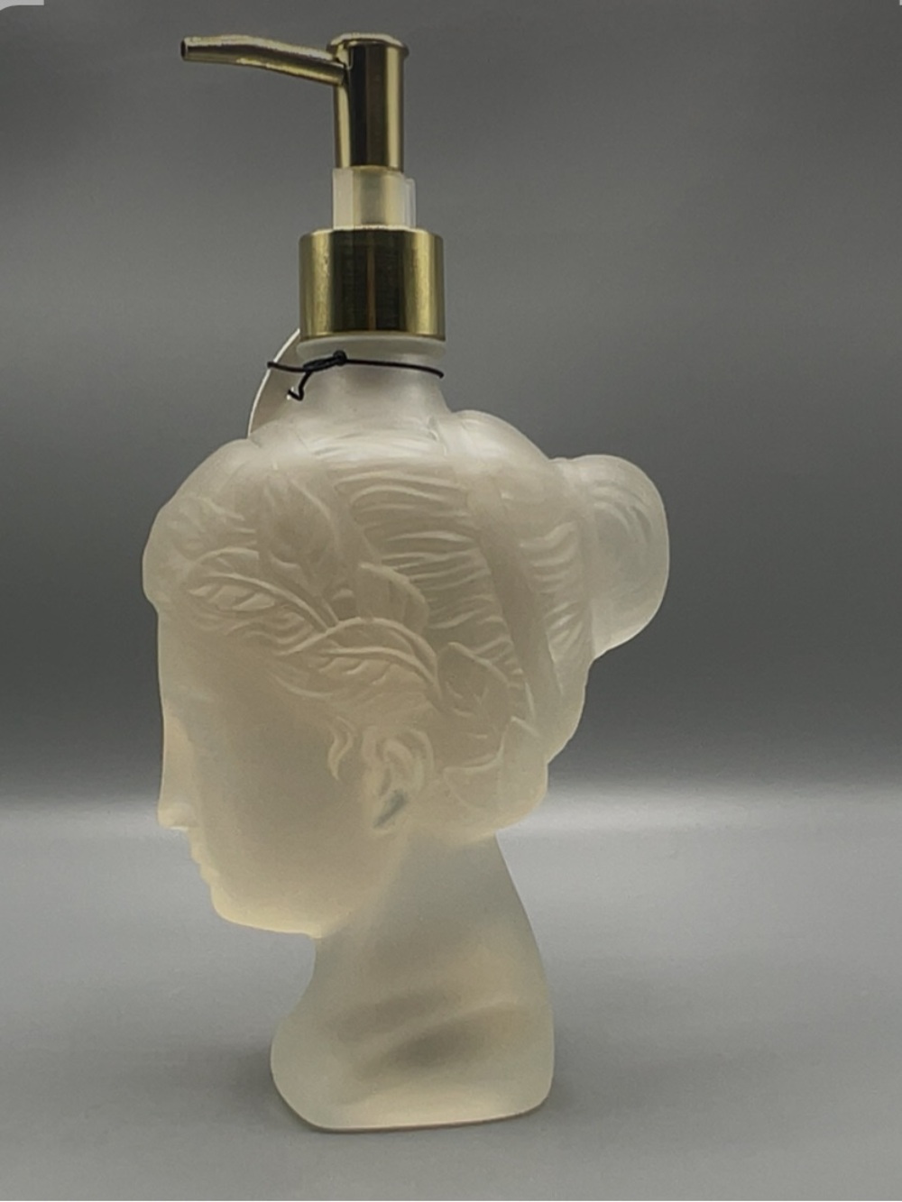 Frosted Glass Goddess Bust Soap Dispenser Gold Pump Luxury Bathroom Vanity Decor